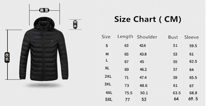Men's parka Winter Warm USB Heating Jackets Smart Thermostat Pure Color Hooded Heated Clothing male bobojaco Warm padded jacket