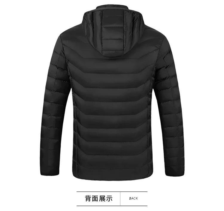 Men's parka Winter Warm USB Heating Jackets Smart Thermostat Pure Color Hooded Heated Clothing male bobojaco Warm padded jacket